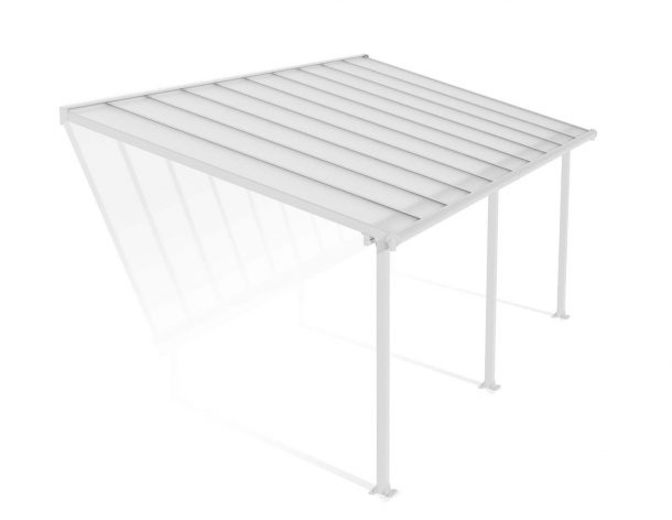 Feria 10 ft. x 20 ft. White Aluminium Patio Cover With 3 Posts, Clear Twin-Wall Polycarbonate Roof Panels