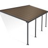 Feria 10 ft. x 24 ft. Grey Aluminium Patio Cover With 4 Posts, Bronze Twin-Wall Polycarbonate Roof Panels