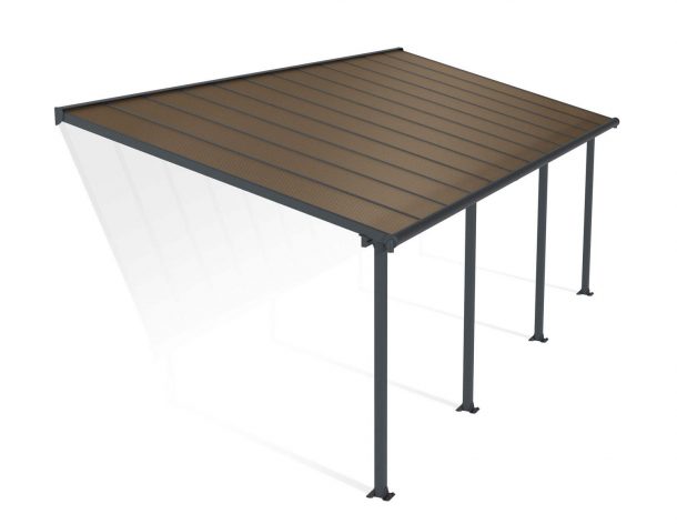 Patio Cover Kit Olympia 3 ft. x 7.30 ft. Grey Structure &amp; Bronze Multi Wall Glazing