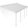 Feria 10 ft. x 24 ft. White Aluminium Patio Cover With 4 Posts, Clear Twin-Wall Polycarbonate Roof Panels