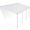 Feria 10 ft. x 24 ft. White Aluminium Patio Cover With 4 Posts, White Twin-Wall Polycarbonate Roof Panels.
