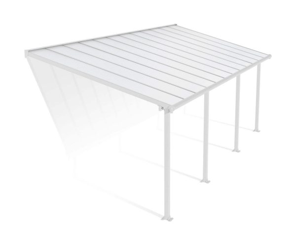 Feria 10 ft. x 24 ft. White Aluminium Patio Cover With 4 Posts, White Twin-Wall Polycarbonate Roof Panels.