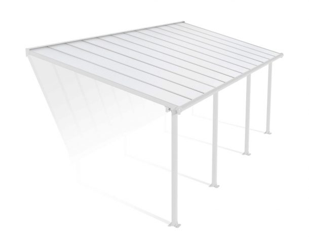Patio Cover Kit Olympia 3 ft. x 7.30 ft. White Structure &amp; White Multi Wall Glazing