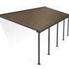 Feria 10 ft. x 28 ft. Grey Aluminium Patio Cover With 5 Posts, Bronze Twin-Wall Polycarbonate Roof Panels