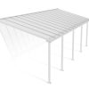 Feria 10 ft. x 28 ft. White Aluminium Patio Cover With 5 Posts, Clear Twin-Wall Polycarbonate Roof Panels.