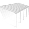 Olympia 10 ft. x 28 ft. White Aluminium Patio Cover With 5 Posts, Clear Twin-Wall Polycarbonate Roof Panels.