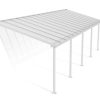 Feria 10 ft. x 30 ft. White Aluminium Patio Cover With 5 Posts, Clear Twin-Wall Polycarbonate Roof Panels.