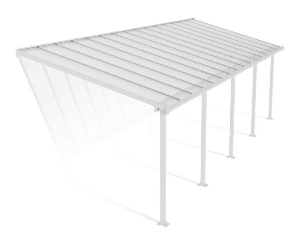 Patio Cover Kit Olympia 3 ft. x 9.15 ft. White Structure &amp; Clear Multi Wall Glazing