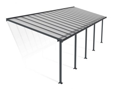 Patio Cover Kit Olympia 3 ft. x 9.71 ft. Grey Structure & Clear Multi Wall Glazing