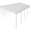 Feria 10 ft. x 32 ft. White Aluminium Patio Cover With 5 Posts, Clear Twin-Wall Polycarbonate Roof Panels