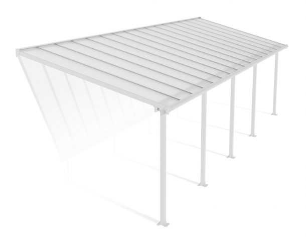 Patio Cover Kit Olympia 3 ft. x 9.71 ft. White Structure &amp; Clear Multi Wall Glazing