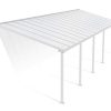 Feria 10 ft. x 32 ft. White Aluminium Patio Cover With 5 Posts, White Twin-Wall Polycarbonate Roof Panels.