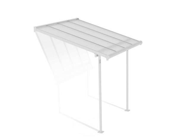 Sierra 7 ft. x 7 ft. White Aluminium Patio Cover With 2 Posts, Clear Twin-Wall Polycarbonate Roof Panels.