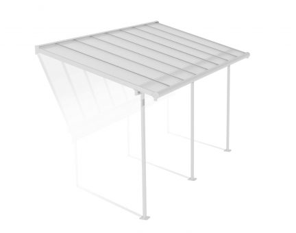 Sierra 7 ft. x 15 ft. White Aluminium Patio Cover With 3 Posts, Clear Twin-Wall Polycarbonate Roof Panels.