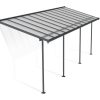 Sierra 7 ft. x 22 ft. Grey Aluminium Patio Cover With 4 Posts, Clear Twin-Wall Polycarbonate Roof Panels