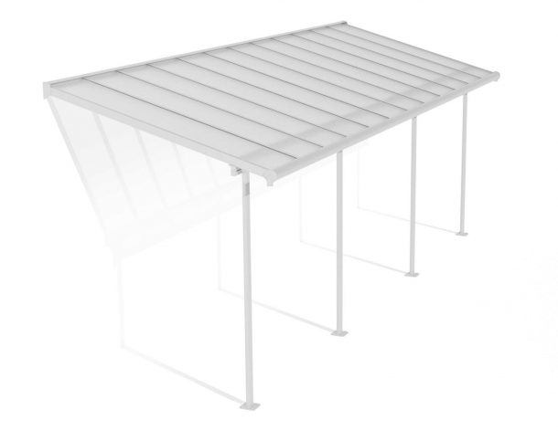 Sierra 7 ft. x 22 ft. White Aluminium Patio Cover With 4 Posts, Clear Twin-Wall Polycarbonate Roof Panels