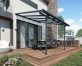 Grey Aluminium Patio Cover With Clear twin-wall polycarbonate roof panels on Deck Patio protect garden furniture
