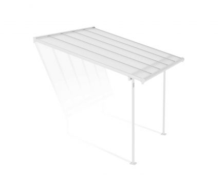 Sierra 10 ft. x 10 ft. White Aluminium Patio Cover With 2 Posts, Clear Twin-Wall Polycarbonate Roof Panels.