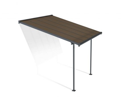 Sierra 10 ft. x 10 ft. Grey Aluminium Patio Cover With 2 Posts, Bronze Twin-Wall Polycarbonate Roof Panels.
