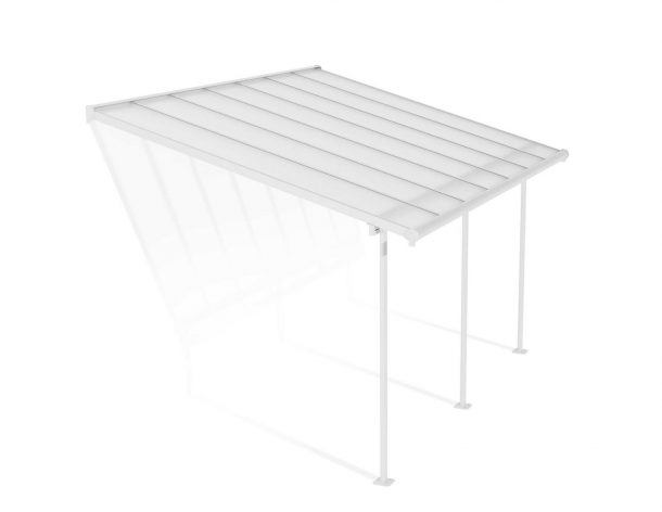 Sierra 10 ft. x 14 ft. White Aluminium Patio Cover With 3 Posts, Clear Twin-Wall Polycarbonate Roof Panels.