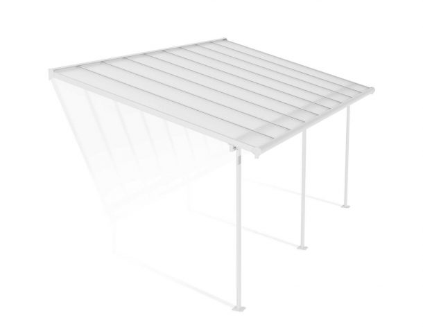 Sierra 10 ft. x 18 ft. White Aluminium Patio Cover With 3 Posts, Clear Twin-Wall Polycarbonate Roof Panels.