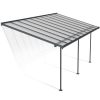 Sierra 10 ft. x 20 ft. Grey Aluminium Patio Cover With 3 Posts, Clear Twin-Wall Polycarbonate Roof Panels.