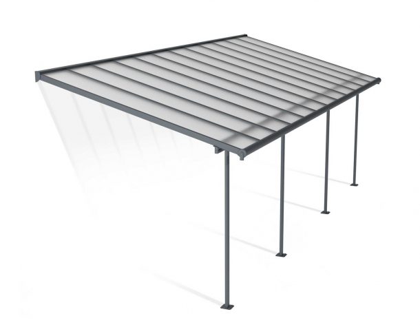 Patio Cover Kit Sierra 3 ft. x 7.30 ft. Grey Structure &amp; Clear Twin Wall Glazing