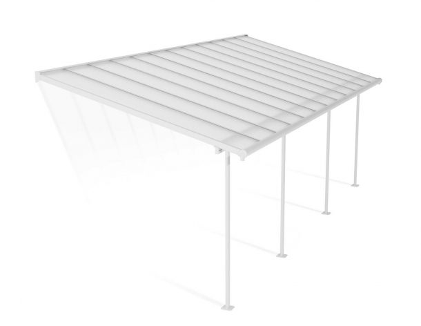 Sierra 10 ft. x 24 ft. White Aluminium Patio Cover With 4 Posts, Clear Twin-Wall Polycarbonate Roof Panels