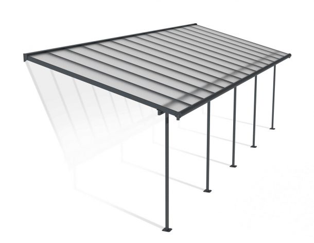 Patio Cover Kit Sierra 3 ft. x 8.50 ft. Grey Structure &amp; Clear Twin Wall Glazing