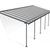 Sierra 10 ft. x 30 ft. Grey Aluminium Patio Cover With 5 Posts, Clear Twin-Wall Polycarbonate Roof Panels