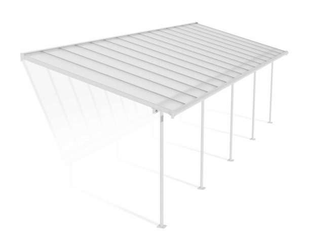 Patio Cover Kit Sierra 3 ft. x 9.15 ft. White Structure &amp; Clear Twin Wall Glazing