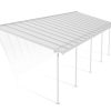 Sierra 10 ft. x 32 ft. White Aluminium Patio Cover With 5 Posts, Clear Twin-Wall Polycarbonate Roof Panels