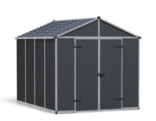Plastic Shed Rubicon 8 ft. x 10 ft. with Dark Grey Polycarbonate Multiwall &amp; Aluminium Frame