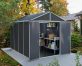 Rubicon 8&#039; x 10&#039; Garden Plastic Shed with Open Doors Dark Grey Polycarbonate Walls and Aluminium Frame