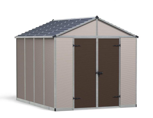 Plastic Shed Rubicon 8 ft. x 10 ft. with Tan Polycarbonate Multiwall & Aluminium Frame