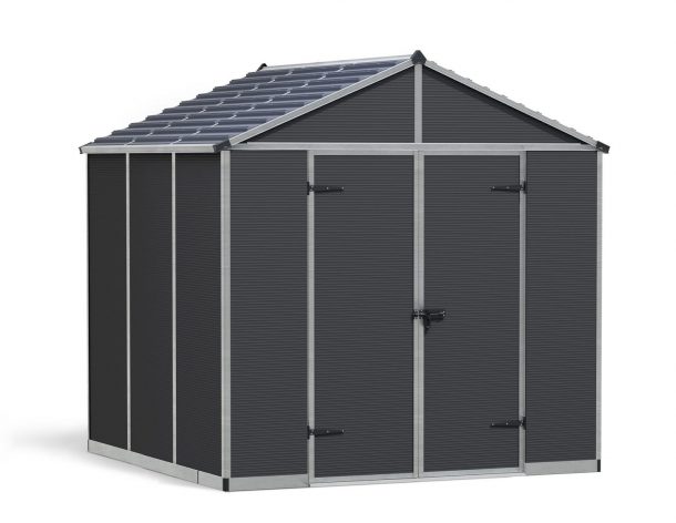 Plastic Shed Rubicon 8 ft. x 8 ft. with Dark Grey Polycarbonate Multiwall & Aluminium Frame