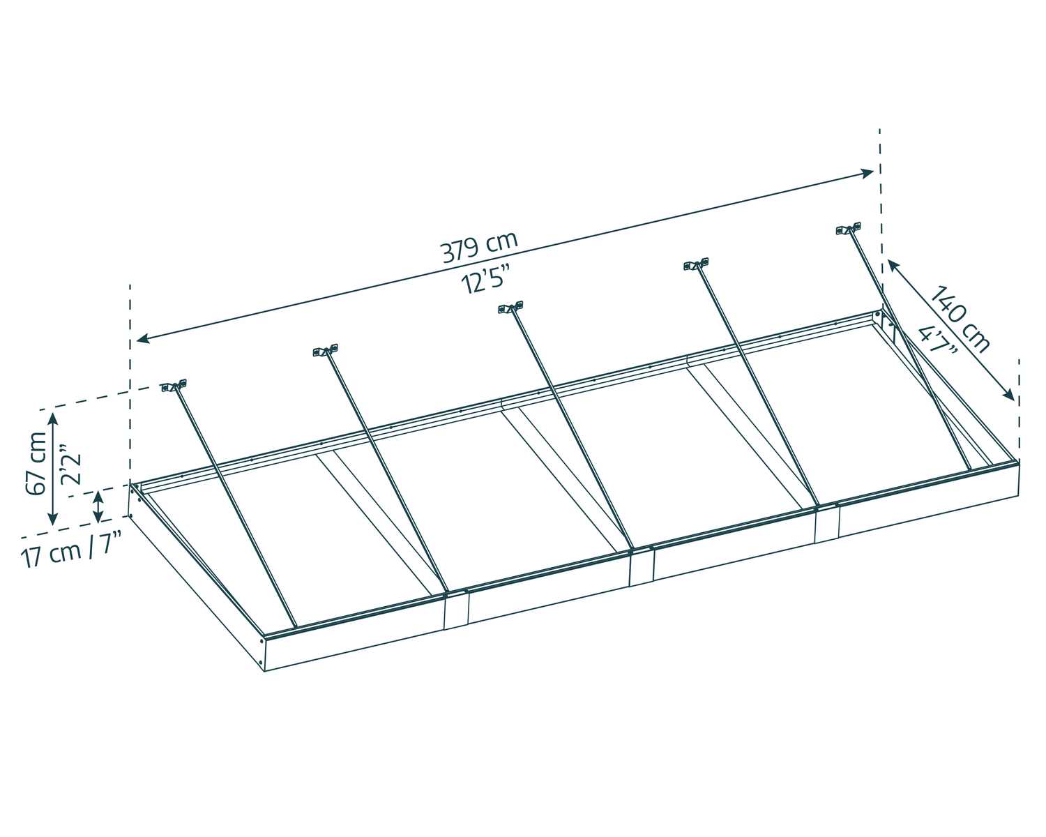 Sophia XL door awning 5 ft x 13 ft, sketch