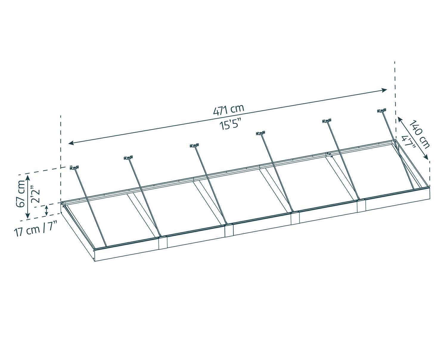 Sophia XL door awning 5 ft x 16 ft sketch