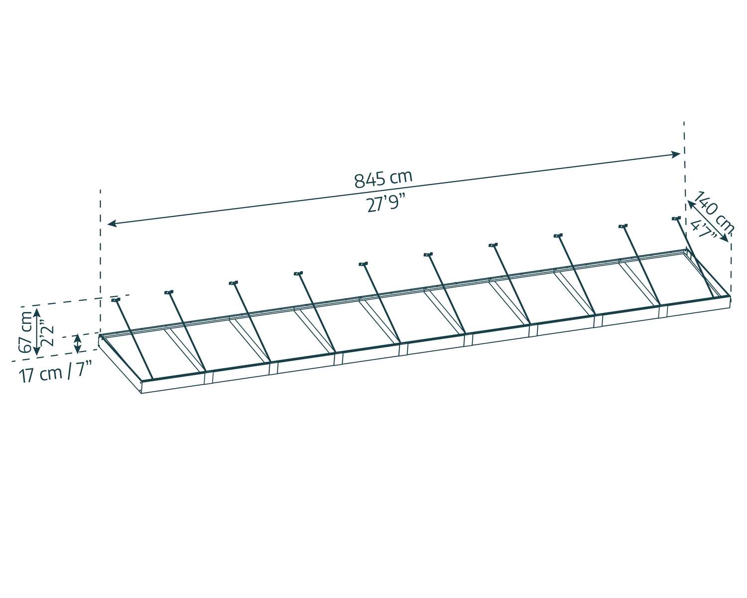 Sophia XL door awning 5 ft x 28 ft sketch