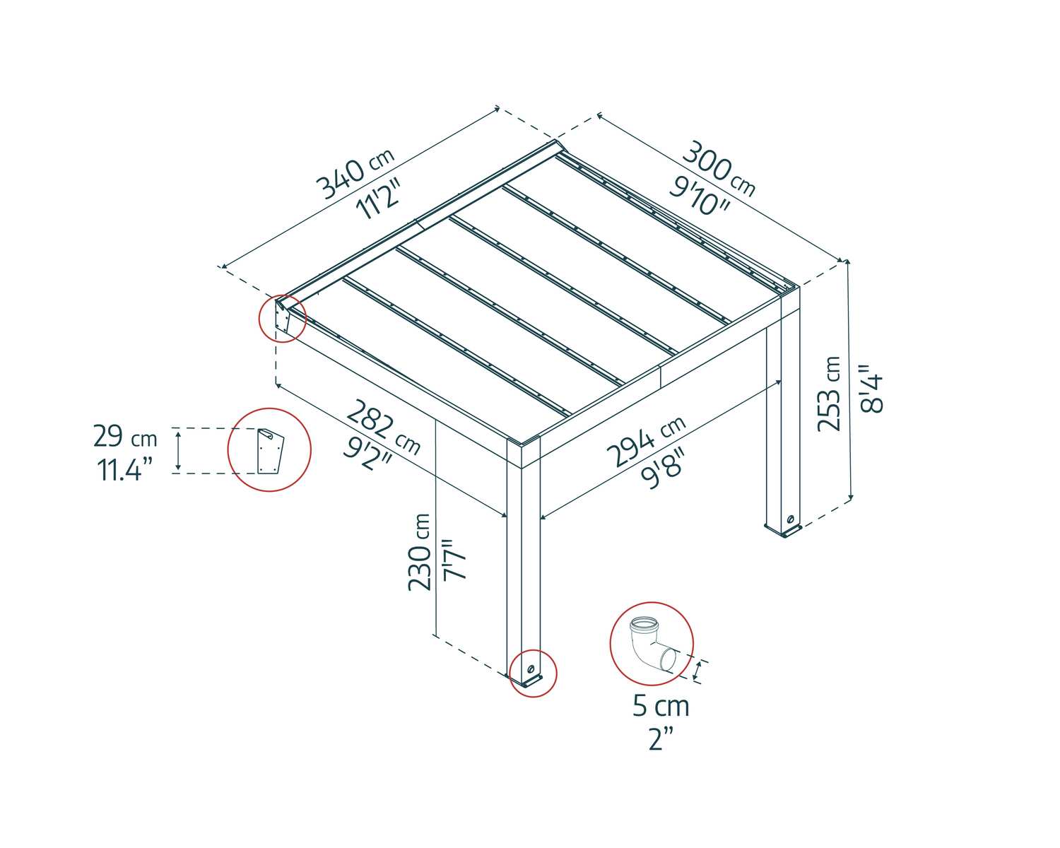 10 ft. x 11 ft. Patio Cover wood pergola sketch