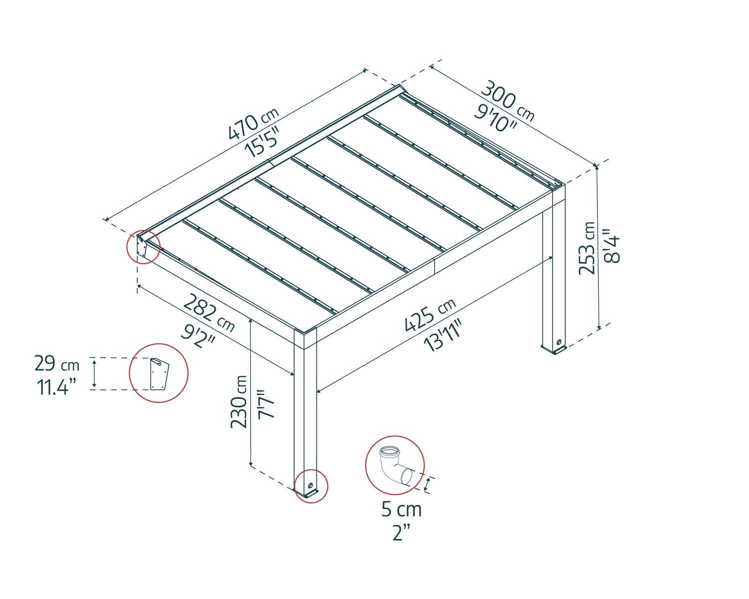 Helsinki wooden 10 ft. x 15 ft. Patio Cover sketch