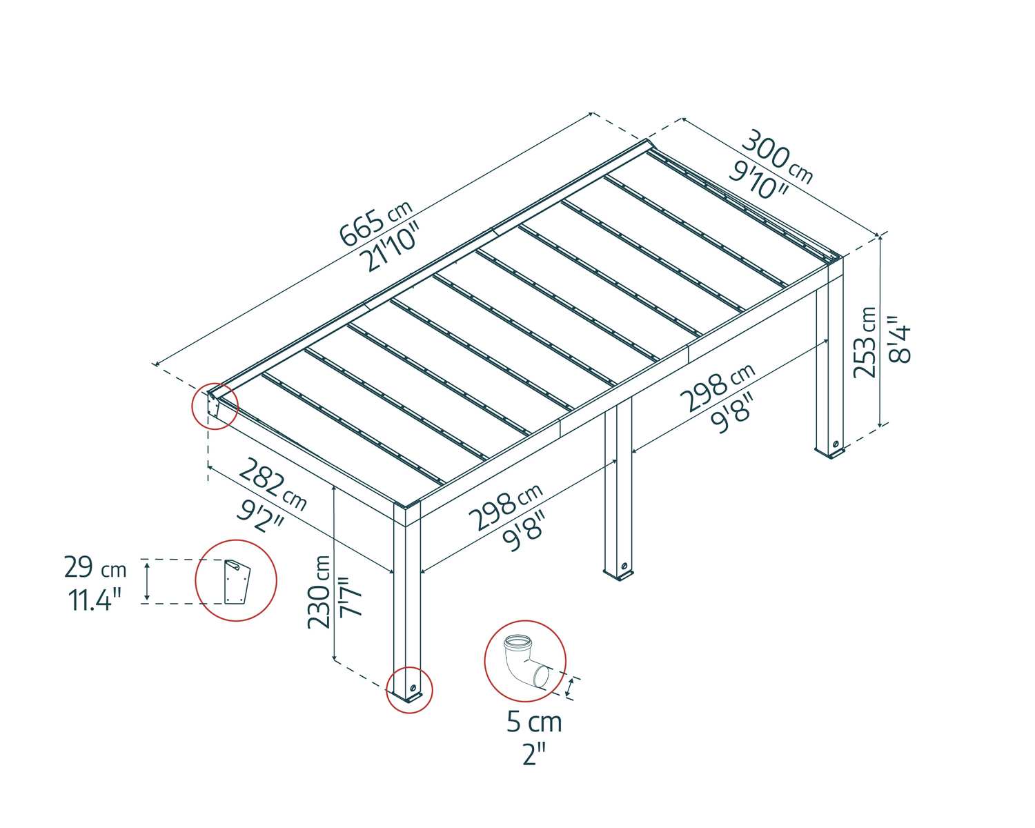 Helsinki 10 ft. x 22 ft. Patio Cover patio, pergola sketch