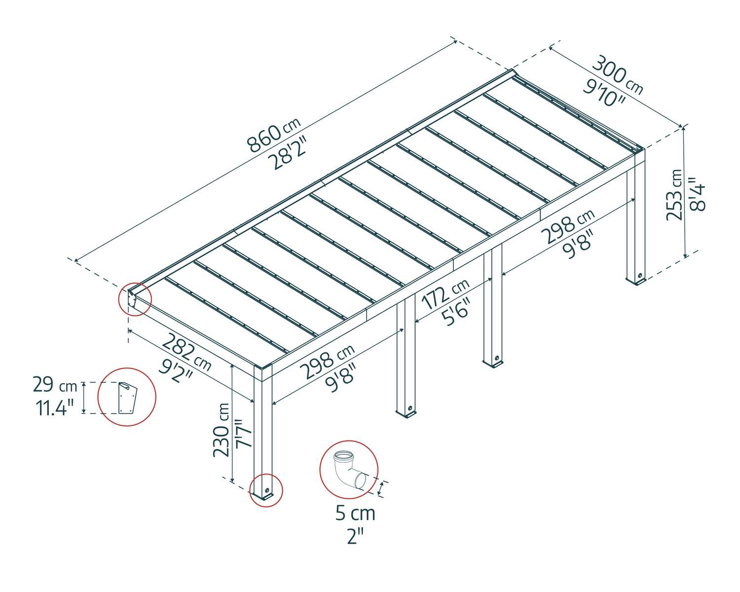 Helsinki 10 ft. x 26 ft. Patio Cover Cedar patio sketch