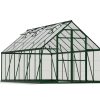 8ft x 16ft green Balance greenhouse with clear polycarbonate panels and aluminium frame