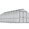 Modern and spacious Bella 8x32 Silver greenhouse with polycarbonate multiwall panels, double doors, and a gable roof