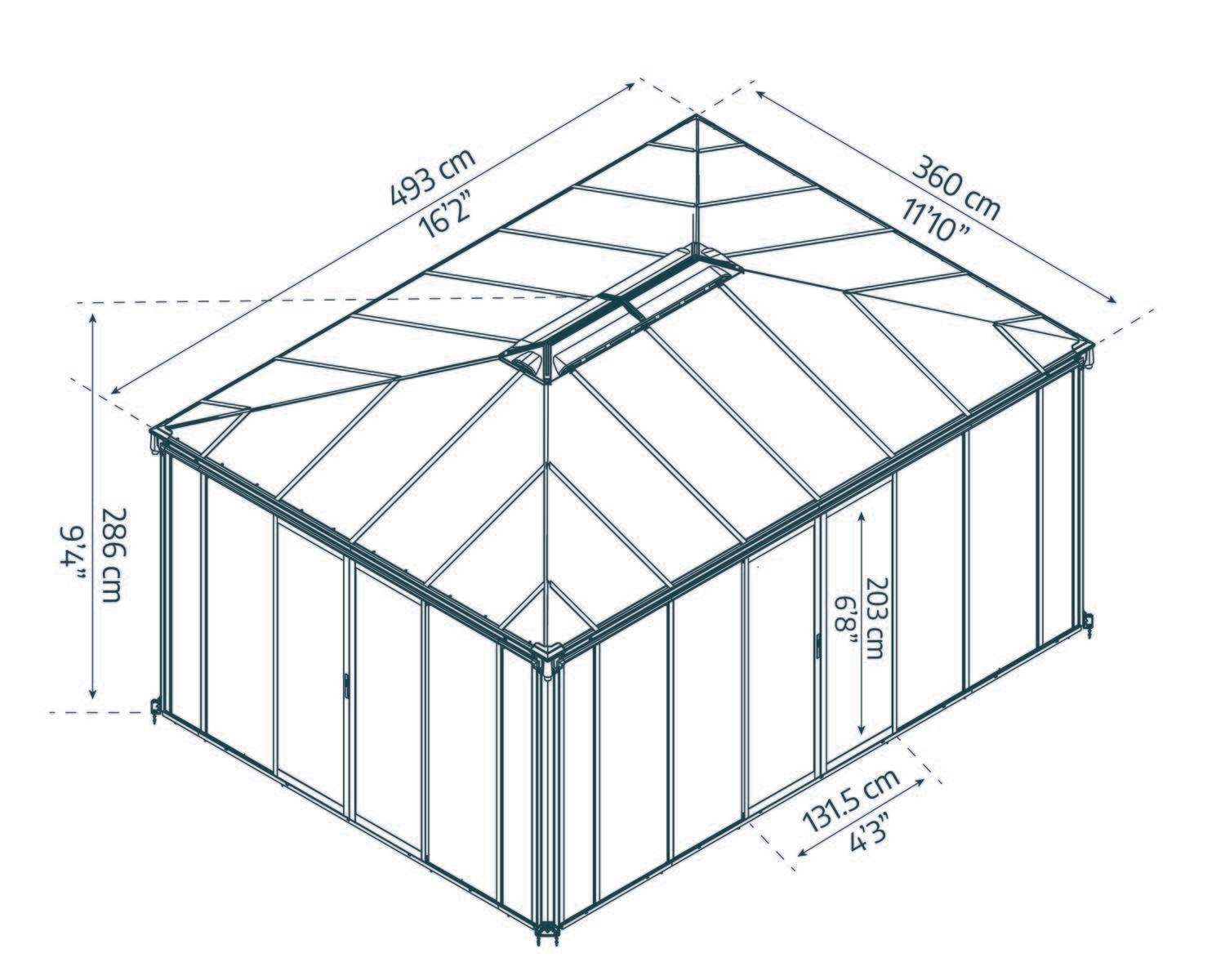 Ledro enclosed gazebo 12 x 16 ft sketch