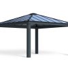 Grey 14ft x 14ft Colorado aluminum carport with twin-wall panels, elegantly showcasing its contemporary design