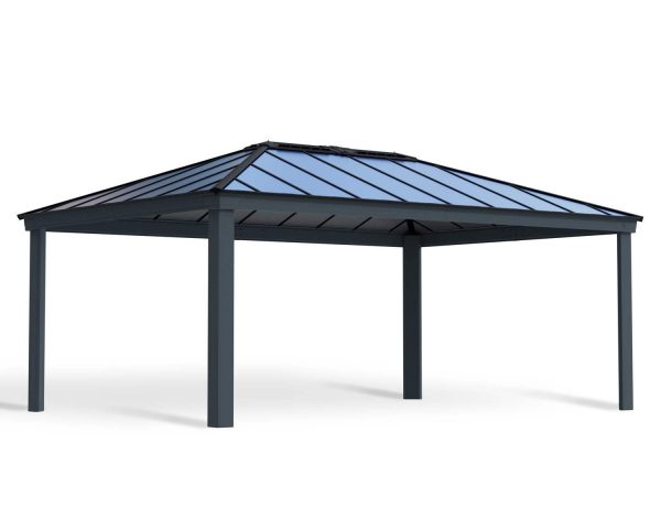 Grey 14ft x 20ft Colorado aluminum carport with twin-wall panels, beautifully highlighting its modern and elegant design