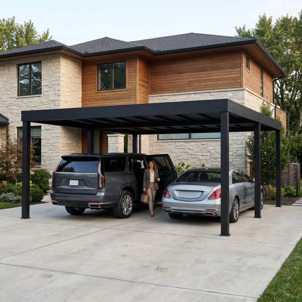 Palram Canopia Carports Oslo 6x6 20x20 Black Grey Main Spacious USA