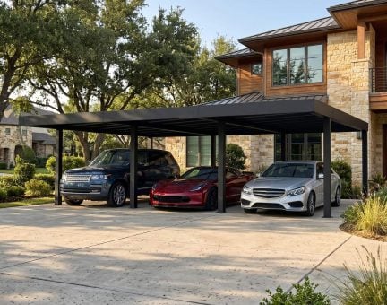 Oslo 20 ft. x 30 ft. Carport Kit - Black Structure Grey polycarbonate Panels